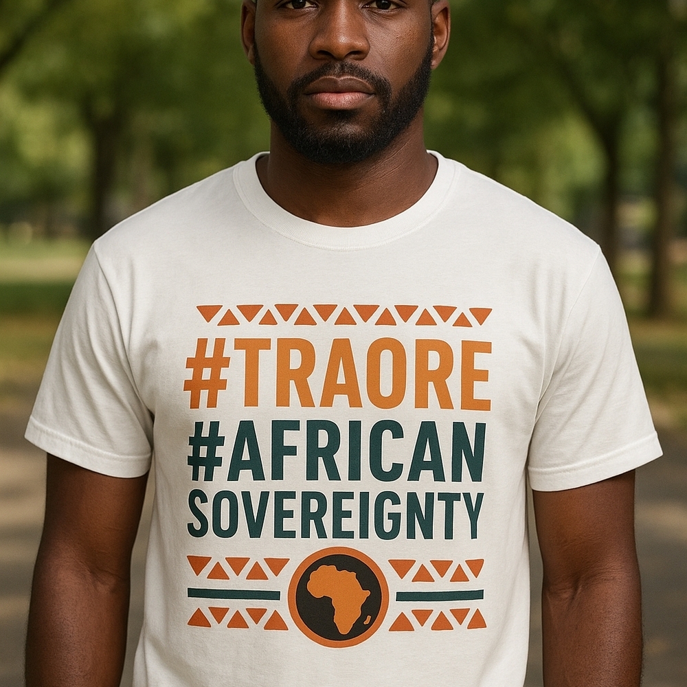 Men's White Graphic Tee with African Sovereignty Design